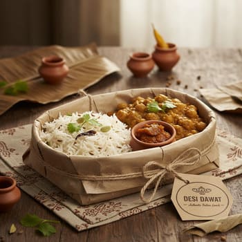 Lunch pack with chickpea, rice and pickle