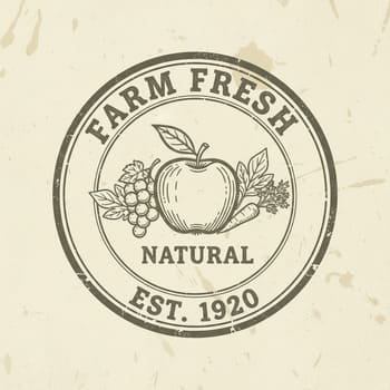Circular produce stamp illustration