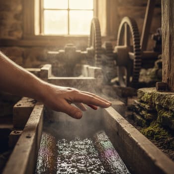 Hand checking warmth near the mill chute