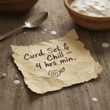 Handwritten note about curd set and chill