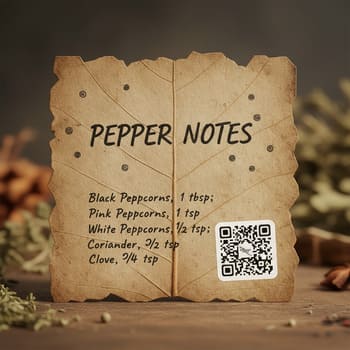 Pepper notes with a small QR label
