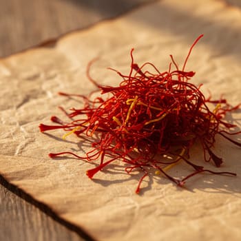 Saffron threads from Pampore laid on parchment