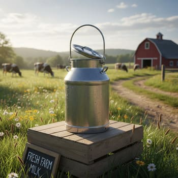 Steel can of fresh milk
