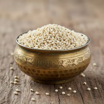 Little millet (kutki) in a brass bowl
