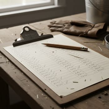 Clipboard with handwritten numbers and ticks