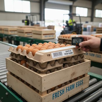 Tray count and crate ID for eggs