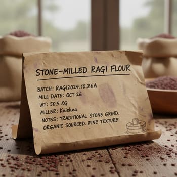 Batch slip for stone-milled ragi flour