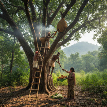 Forest honey collection near Satpura hills