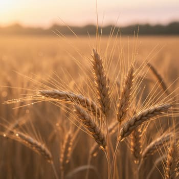 Rabi season — sunlit wheat heads