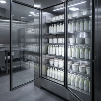 Milk and curd in a calm chiller