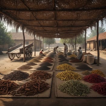Whole spices resting under shade