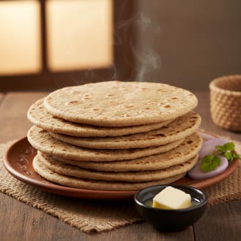 Soft ragi rotis stacked on a plate