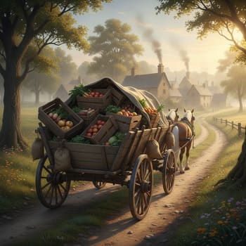 Crates loaded for a short morning haul to town